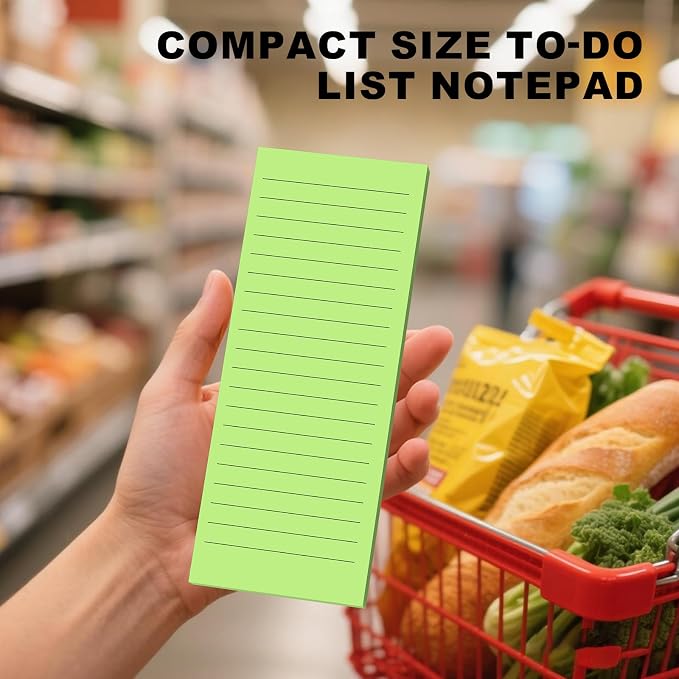 Magnetic Notepads Note Pads for Fridge with Full Magnet Back, 180 Sheets Green Lined Refrigerator Notepad, 30 Sheets Per Pad for Grocery List, Shopping List, Office, Home, To-Do Lists & Memos