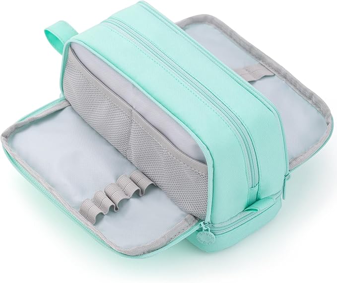 CICIMELON Large Capacity Pen Pencil Case with 4 Compartments, Multi-Slot Pencil Pouch Bag Aesthetic School Supplies Organizer for Teens Adults (Mint Green)