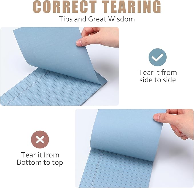 TaoBary 10 Pcs Small Legal Pads 5 x 8 Inch Colored Lined Sticky Notepads 500 Sheet Self Stick Ruled Writing Note Pads for School College Office Home Memo Supplies 5 Colors(Retro Color)