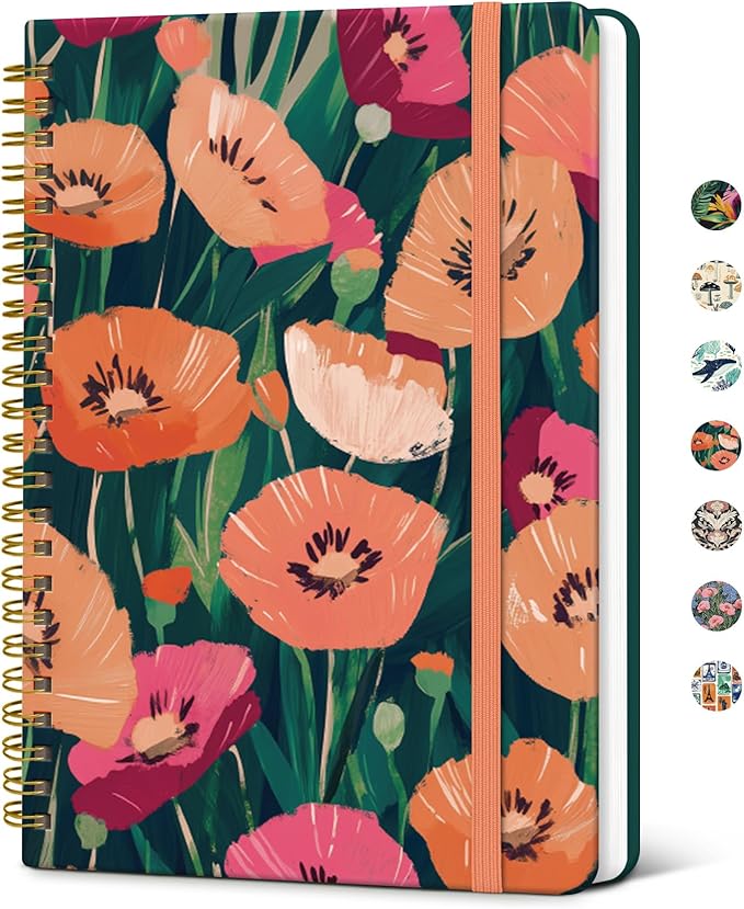 Taja Lined Spiral Journal Notebook for Women, A5 Cute College Ruled Hardcover Notebook for Work & Note Taking, Pretty Journal for Writing, 140 Pages, Golden Blush