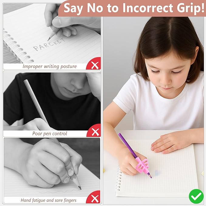 4-Pack Pencil Grips for Kids – Handwriting Trainer & Posture Correction Holder for Toddlers, Preschoolers, and Special Needs Children