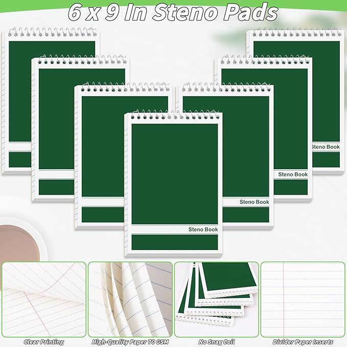 16 Pack Steno Pads 6 x 9 in Top Spiral Notebook Bulk Pack 960 Total Sheets Gregg Rule Steno Note Pads for School Office Home Students Teachers Organized Daily Notes Planners