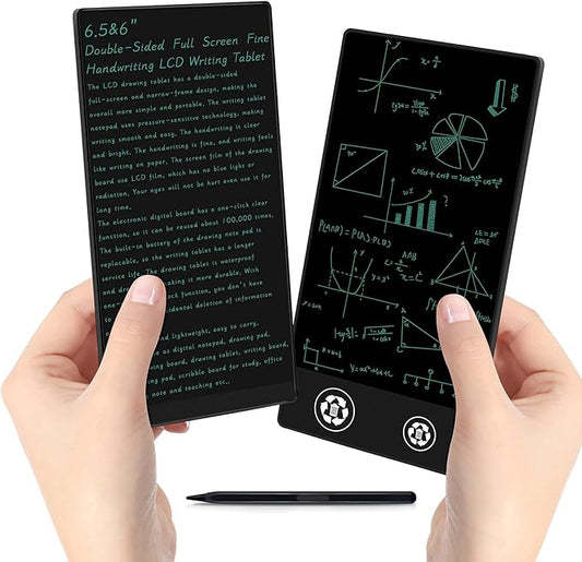 LCD Writing Tablet for Adult: Double-Sided 6.5&6 Inch Mini Full Screen Drawing Board Reusable Digital Notepad Portable Use in Home School Office