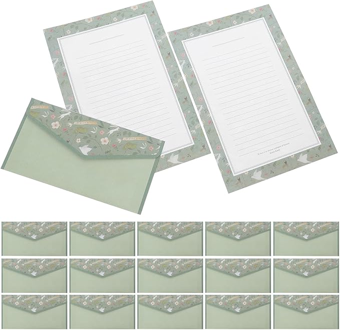 MAGICLULU Vintage Floral Stationery Set 90pcs Lined Letter Writing Paper and Mint Green Envelopes for Notes Invitations Japanese Style Office Supplies
