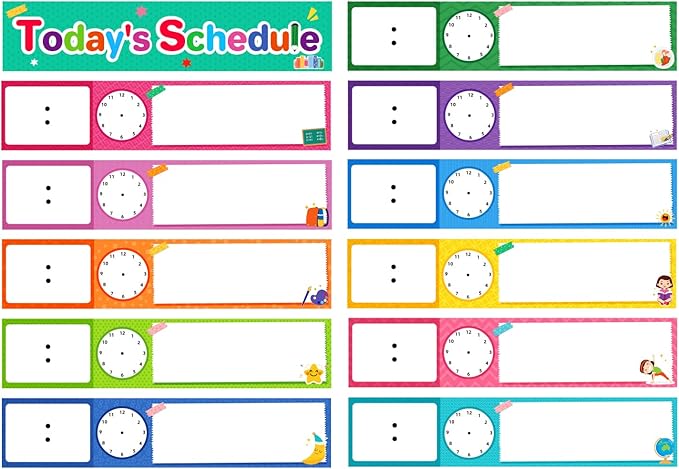 Lachilly 12 Pcs Daily Routines Schedule Cards, Schedule Pocket Chart Add-ons, DIY Visual Schedule for Toddlers, Classroom Decoration