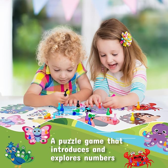 Cinrobiye Numbers Matching & Counting Game – Montessori Educational Learning Manipulative, Animal Number Counting & Color Sorting Board Sets for Preschool Math, Fine Motor Skill Development
