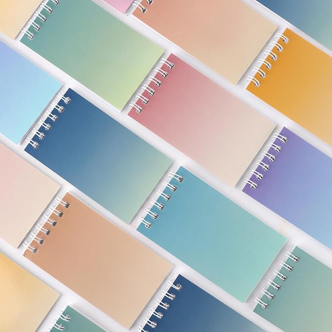 Hooqict 24 Pack Pocket Notebook Mini Notebooks Party Favors Small Spiral Notepads Mini Journal Bulk Pocket Notepad Memo Writing Pads for Classroom School Office Supplies, 3.9 x 2.4 Inches