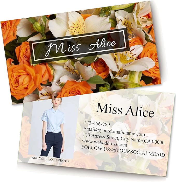 Customized Name Cards 500 PCS, Customized Design with Picture Texture All Business Designs cards No Additional Charge (Color-K)