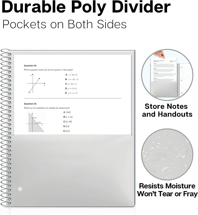 Dunwell 1-Subject College Ruled Spiral Notebook 8.5x11, 100 Sheets, Blue