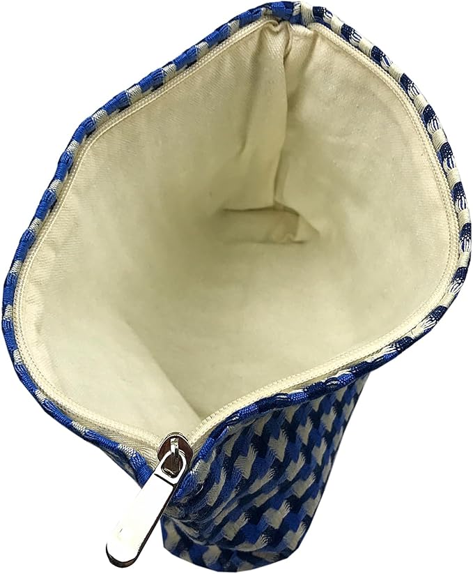 GUTGNK Corduroy Ladies Cosmetic Bag, Large Capacity Canvas Cosmetic Bag Travel Toiletry Bag Accessories Organizer, Blue Mesh