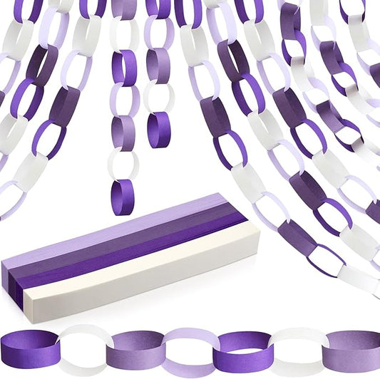 Lincia 600 Sheet Paper Chain Garland Strips 1x8 Inch with Double Sided Tape, DIY Construction Paper Chains for St. Patrick's Day, Easter, Spring Party Decorations, Crafts Supplies (Purple Gradient)