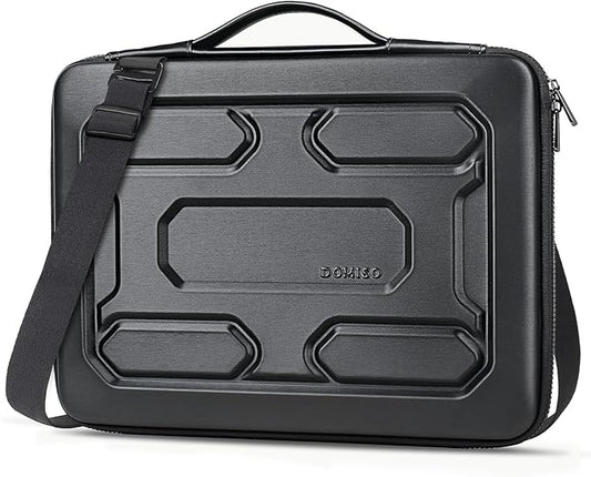 DOMISO 15.6 inch Laptop Sleeve Shoulder Bag Shockproof Computer Bag Waterproof EVA Protective Carrying Case for 15.6" Lenovo Yoga 720 IdeaPad 310 320 ThinkPad T570/Dell Inspiron 15/HP Envy 15, Black