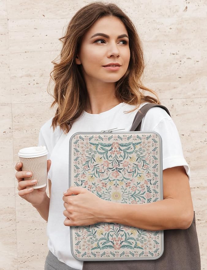 iCasso Laptop Sleeve 13 inch for MacBook Air 13-13.6 inch, Vintage MacBook Neo/Pro 13 inch case, Slim Protective Travel Carrying Case for MacBook Pro 14 inch, Chromebook, HP, Pink Boho Floral