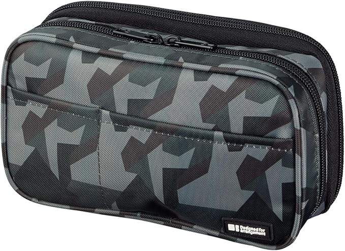 LIHIT LAB Large Capacity Double Zipper Pencil Case For School Office College, Big Capacity 6 Compartments Pencil Bag Holder Adults Teen Boys Girls, Travel Cosmetics Storage, Green Camo (A7555-131)