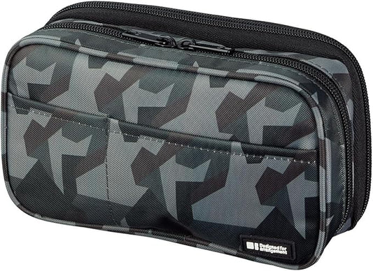 LIHIT LAB Large Capacity Double Zipper Pencil Case For School Office College, Big Capacity 6 Compartments Pencil Bag Holder Adults Teen Boys Girls, Travel Cosmetics Storage, Green Camo (A7555-131)