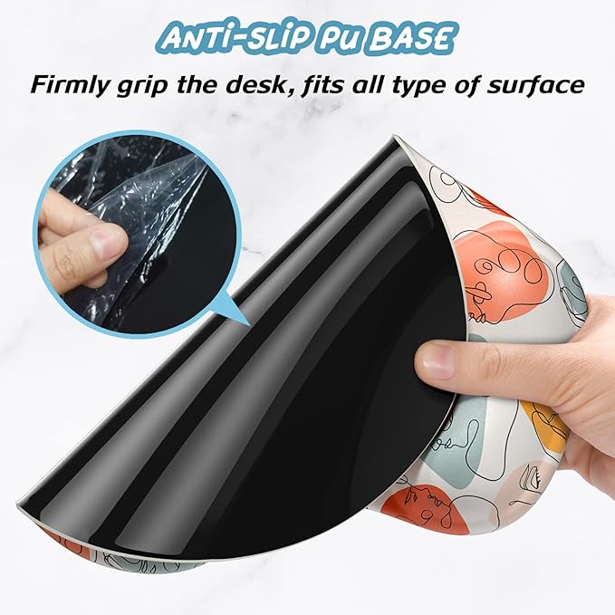 Hsurbtra Ergonomic Mouse Pad with Wrist Rest Support, Gel Mouse Pads with Non-Slip PU Base, Pain Relief Memory Foam Computer Mat, Cute Office Supplies Desk Decro Accessories, Art Face