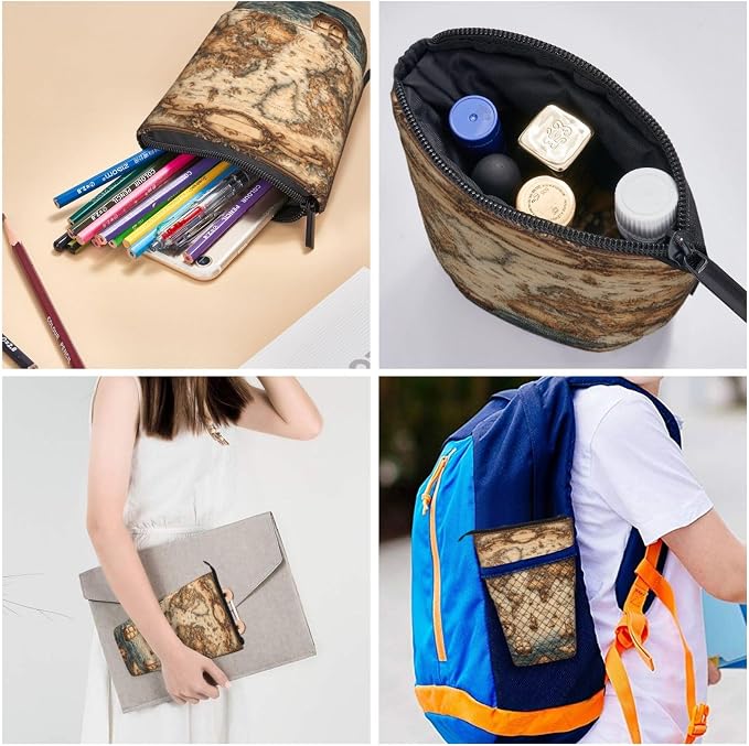Retro Map Standing Pencil Case Cute Telescopic Stationary Pouch with Zipper Large Capacity Stand up Pen Bag Portable Makeup Holder for School Office Supplies