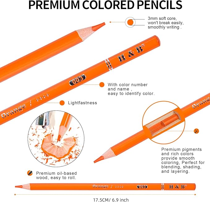 H & B 72 Colored Soft-core Coloring Pencils Set, Carry a Portable Storage Drawing Bag, Coloring and Art Supplies Gift for Artists Adult Children Beginners
