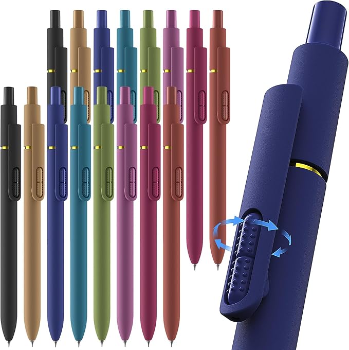 Hiacry 16 Pack Gel Pens, Quick-Dry Long Lasting Black Ink-0.7 MM Fine Point | Smooth Writing Fidget Pens,Stress Relief, No Smear, No Bleed, Journaling,Note Taking, Work, School, Office, Students & Adults
