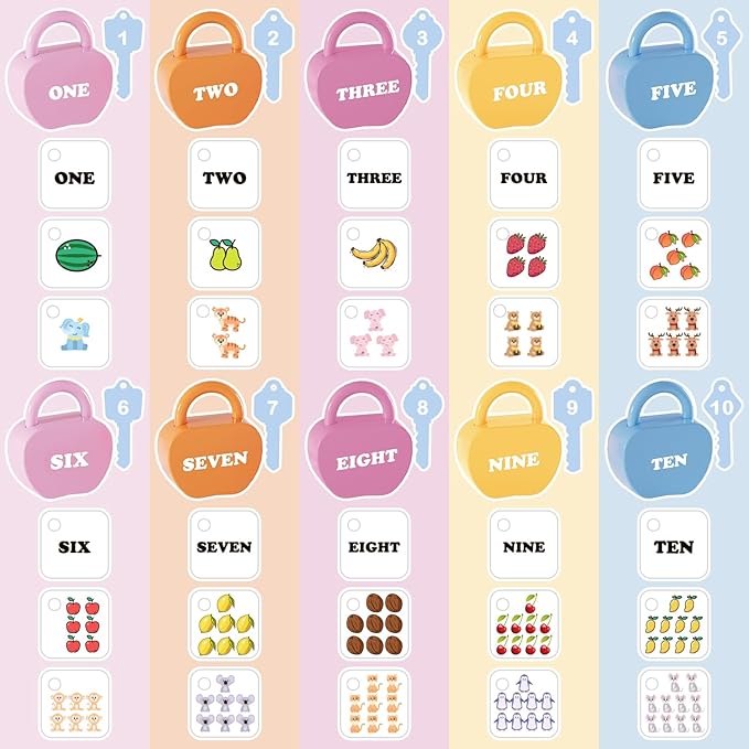 Locks and Key Toddler Toys, Number Counting Cause and Effect Toys for Kids Ages 3-5, Preschool Learning Activities, Kindergarten Classroom Must Haves, Montessori Toy for 3 Year Old