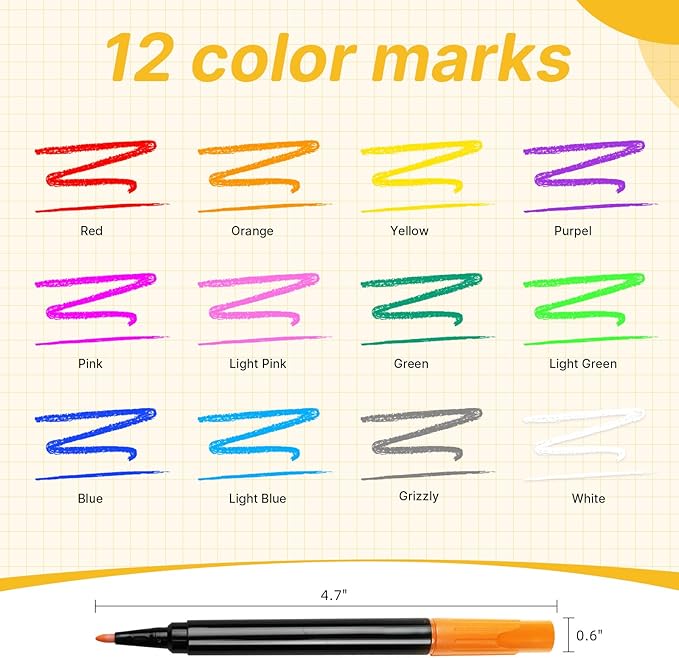 12 Colors Liquid Chalk Markers for LED Note Board, Neon Paint Markers for Light Up Drawing Board Acrylic Calendar Planning Board Windows, Wet or Dry Erase Markers Fine Tip