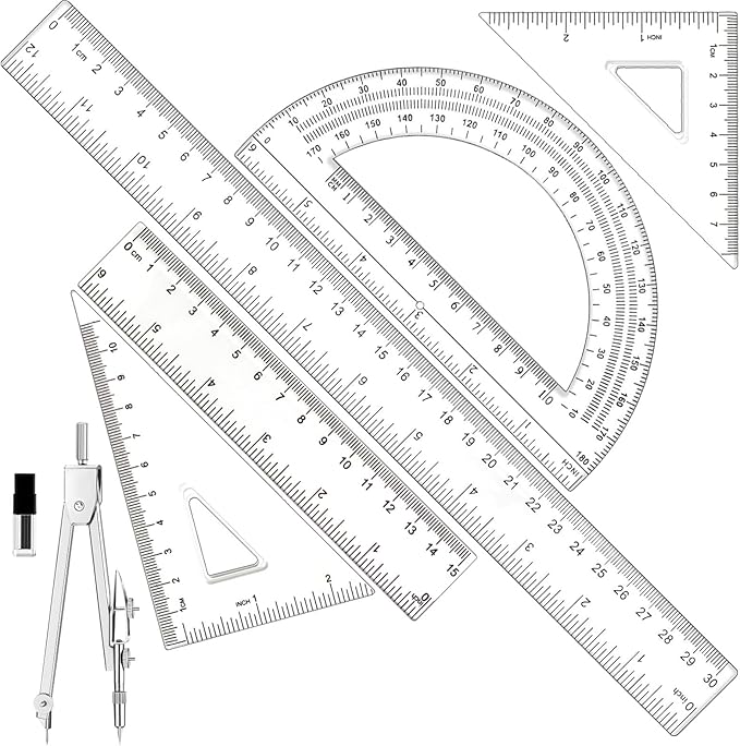 Compass and Protractor Set, Geometry Set Drafting Tools with Protactors Rulers Compasses Math Set Back to School Supplies for Students Teacher