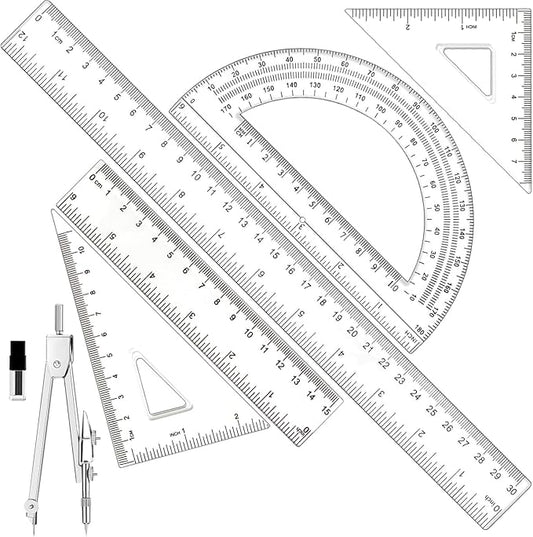 Compass and Protractor Set, Geometry Set Drafting Tools with Protactors Rulers Compasses Math Set Back to School Supplies for Students Teacher