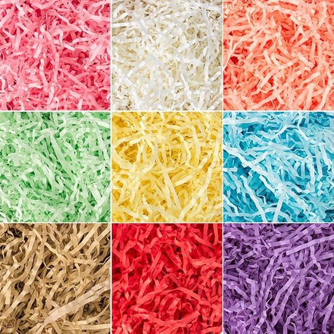 Crinkle Cut Paper Shred Filler, Raffia Paper Shredded Paper Stuffing for Gifts Wrapping Baskets Box Filling Easter Party Supply (Black)