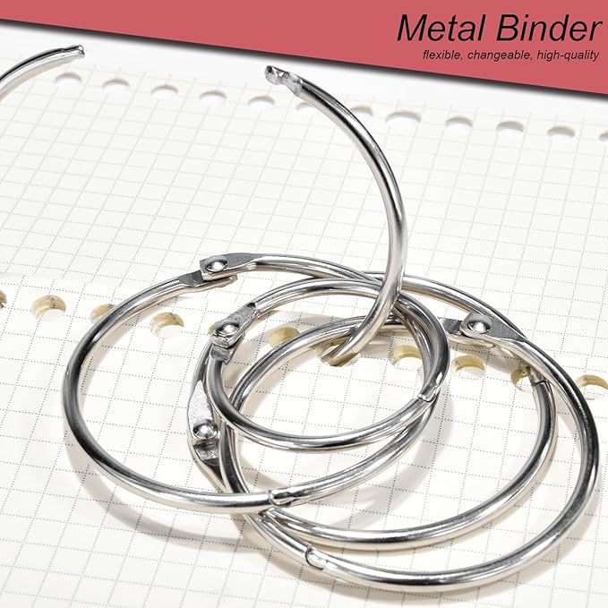 15 Pack 2 Inch Binder Rings Loose Leaf Book Paper Ring Metal Keychain Clip O Rings Large Binder Ring Key Chain Loop Index Card Rings Flash Card Hook, Silver, 50mm