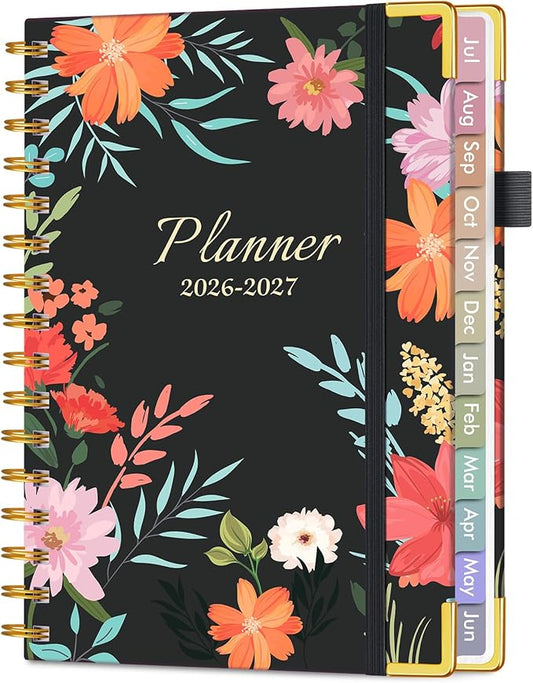 Academic Planner 2026-2027, Hardcover Weekly and Monthly Calendar Planner from July 2026 - June 2027, Daily Agenda Planners with Tabs, College School Organizer for Student Teacher, A5 (6.1" x 8.2"), Blooming Wildly