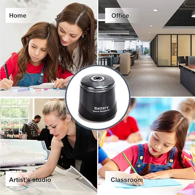 Electric Pencil Sharpener, Battery Operated for Kids Artists Adults, Automatic Sharpen for 2B/HB/Colored Pencils, Portable for Classroom Office Home