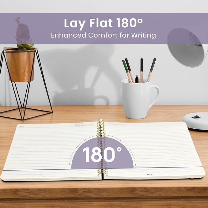 Taja Large Spiral Lined Journal for Women and Men, Notebook for Work