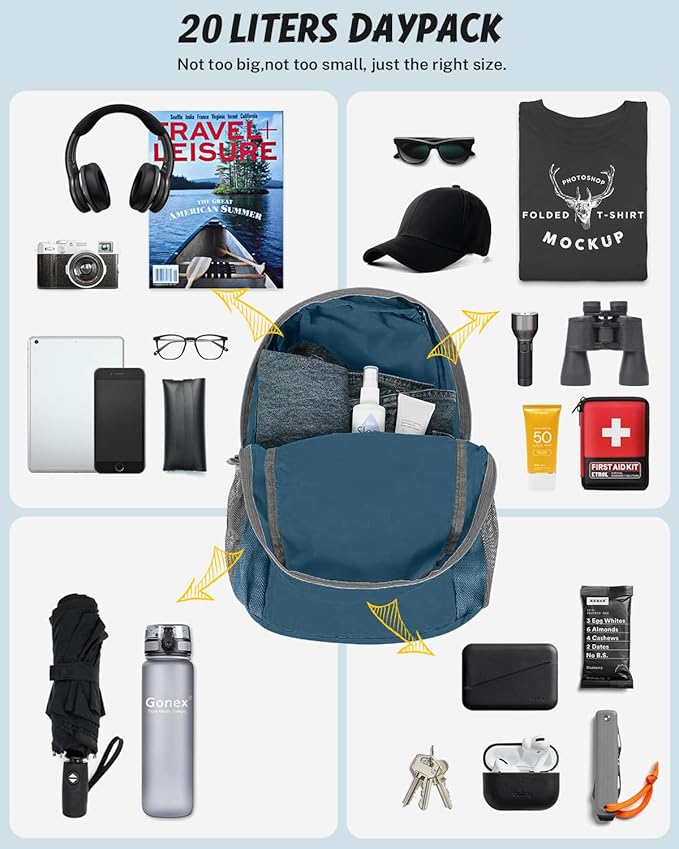 Gonex Ultra Lightweight Packable Backpack Daypack Handy Foldable Camping Outdoor Travel Cycling Backpacking