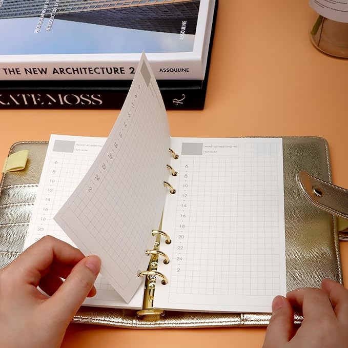 NatSumeBasics A6 Refills Paper 3.5" x 6.5" Undated Daily Binder Planner Inserts 90 Sheets 6 Holes Pocket Notebook Papers for Personal Travel Journal Diary (2 A6 Daily)