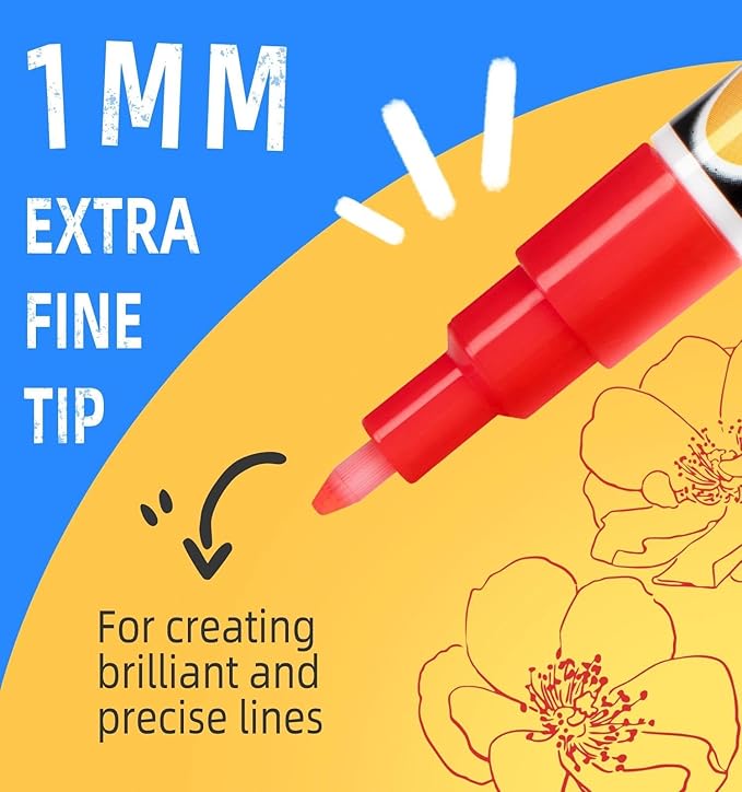 Extra Fine Tip Chalk Markers for Blackboard&Glass (Pack of 24, 1mm Tip), Liquid Chalk Pens for Dry Erase Board, Washable Markers Paint and Drawing for Chalkboards, Windows, Bistro, Cars, Signs