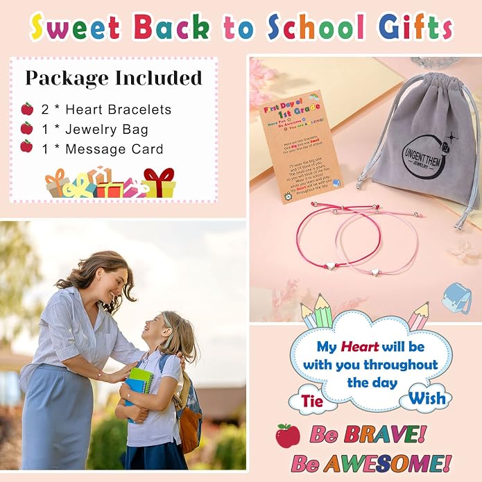 UNGENT THEM Big & Small Heart Bracelets Back to School Gifts for Girls