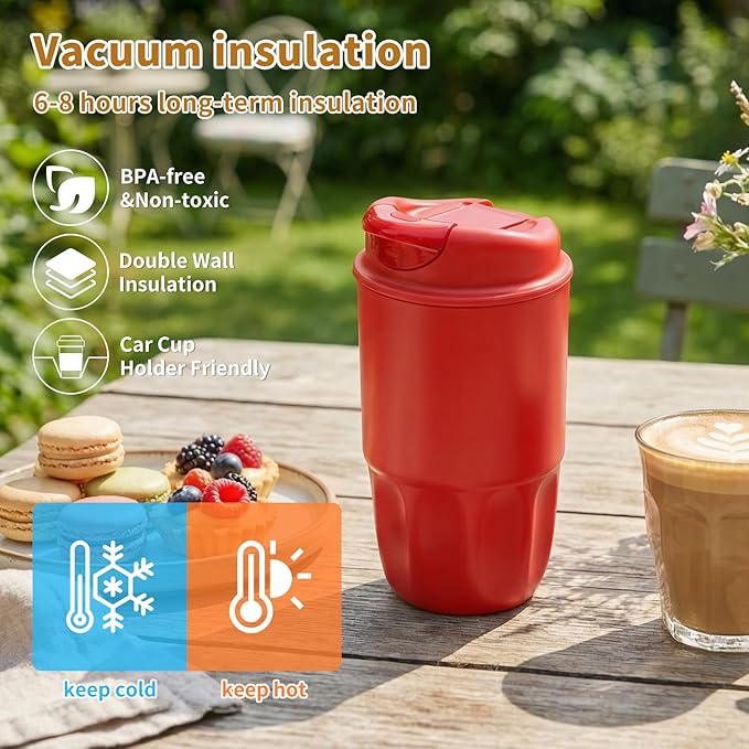Stainless steel insulated Tumbler small and Portable leak-proof coffee mug 13oz sports water Bottle suitable for car cup holder BPA-free insulated water bottle for sports，school，travel，White