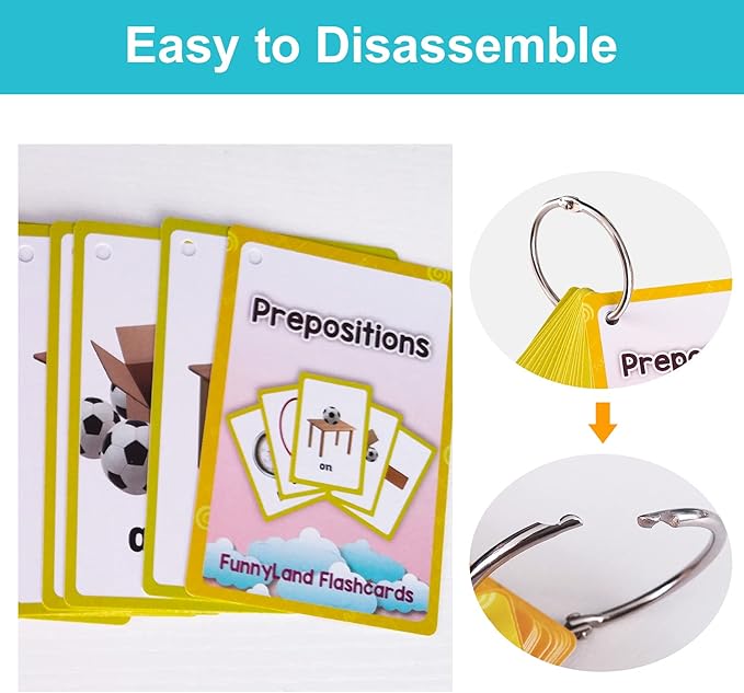 Lilias Prepositions Flash Cards, Toddler & Preschool Learning Toys, Kindergarten Homeschool Supplies, 22 Cards, 4.3 X 3.14 Inch