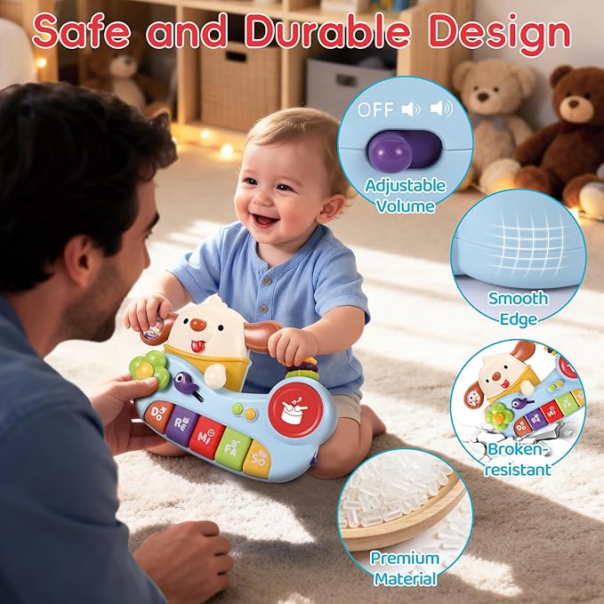 WITALENT Baby Toys, Puppy Baby Musical Piano, Toddler Montessori Toys, Infant 12-18 Months Must Have, Early Learning Educational Keyboard Piano for 1 Year Old Boys Girls Birthday