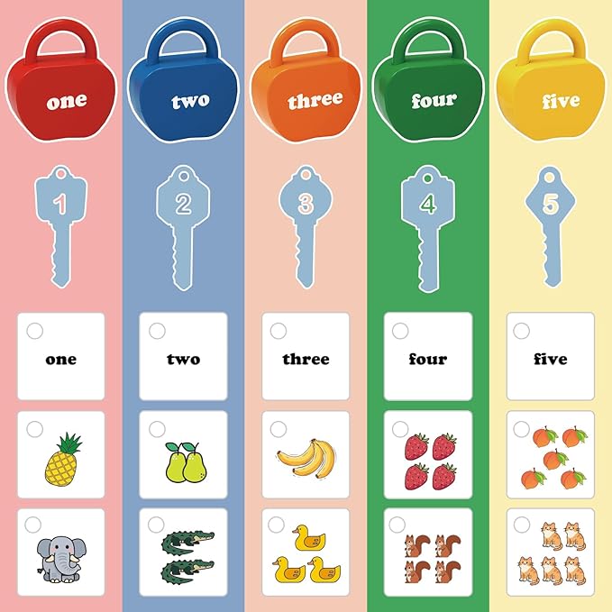 Locks and Key Toddler Toys, Number Counting Cause and Effect Toys for Kids Ages 3-5, Preschool Learning Activities, Kindergarten Classroom Must Haves, Montessori Toy for 3 Year Old