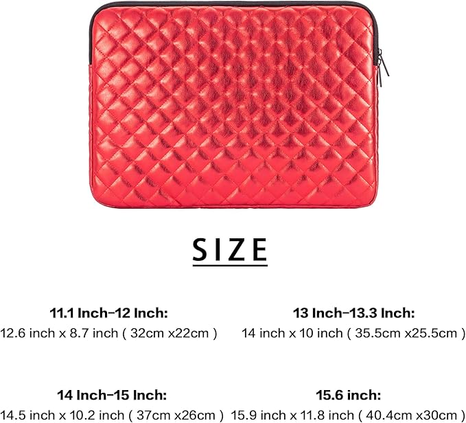Puffy Laptop Sleeve 11 12 13 13.3 14 15 15.6 inch Case Protective Bag Quilted PU Leather Lined Padded