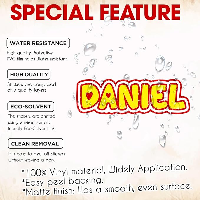 Custom Name Sticker Personalized Color Text Beautiful Glitter Vibe Decal Waterproof Die Cut Vinyl & Transparent DTF Decal for Water Bottle Laptop Car Helmet Gifts for Men Women