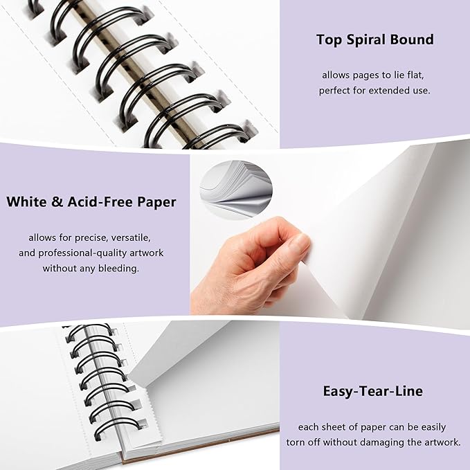WINNER 9" x 12" Sketch Book 4 Pack, 400 Sheets Spiral Bound Art Sketchbook, 68lb/100gsm White Acid Free Drawing Pad, Sketching Drawing Writing Sketch Pad for Kids, Adults, Art Supplies for School