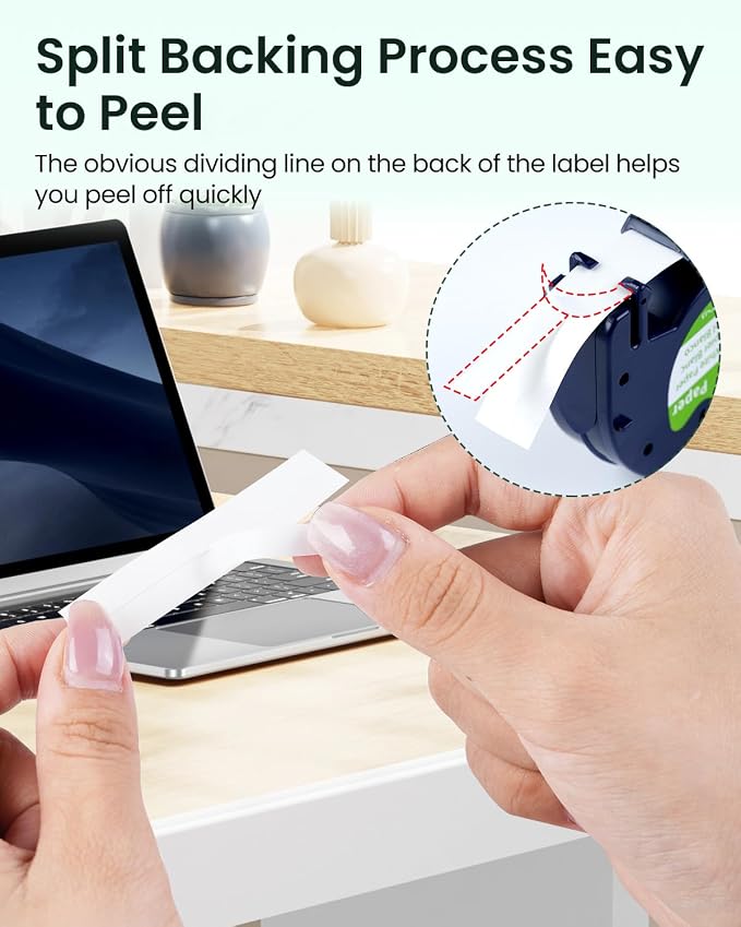 6-Pack 91330 Compatible with Dymo LetraTag Label Tape Refills | 12mm x 4m (1/2" x 13') White Paper, Compatible with Dymo Label Maker LT-100H, LT-100T, Easy-Peel, Strong Adhesive