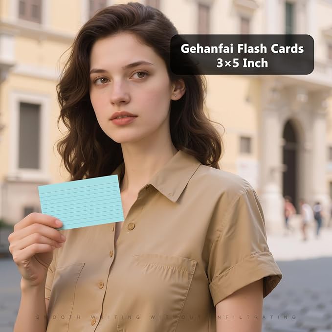 250 Count Index Cards 3 x 5 Inch, Thick Blue Lined Note Cards Portable Ruled Flash Cards Perfect for Studying and Organizing, Note Taking Study Flashcards for Home, School and Office