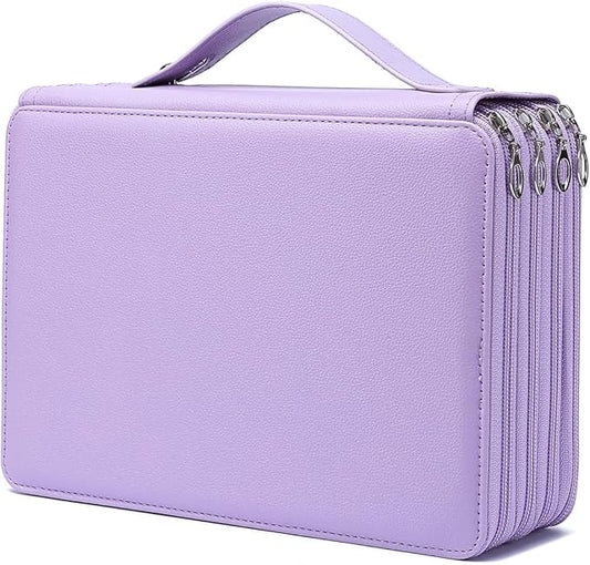 YOUNGCOL 200 Slots Colored Pencil Case Color Pencil Organizer Storage Large Capacity Pencil Holder (Purple, 200 Slots)