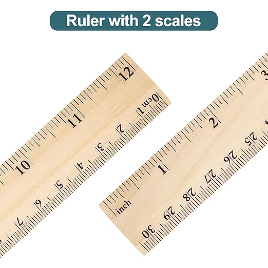 Ruler 12 Inch Wooden Rulers 12 Packs for School,Home and Office(30 cm)
