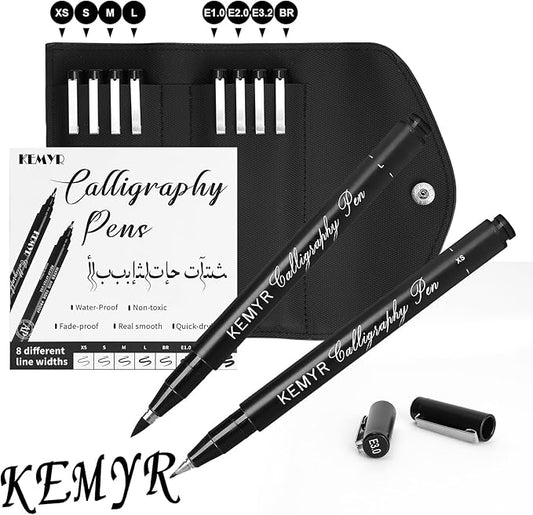 KEMYR 8 Micro Fine liner Drawing Art Pens Calligraphy Pens: XS-E3.0 Size Black Art supplies Waterproof Archival Black Ink Markers For Artists,Use for Professional Watercolor,Sketching