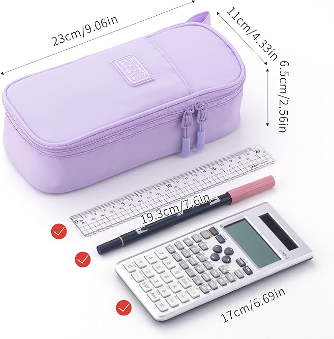 CICIMELON Durable Pen Pencil Case Big Storage Pen Pouch Bag for School Supplies Office College Teen Girls Adults, Purple
