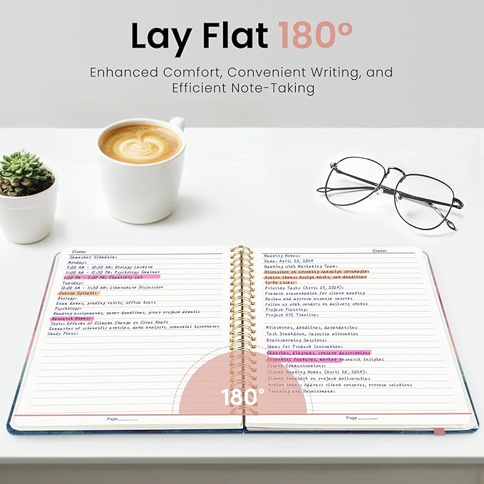 ZOTIA Lined Spiral Journal Notebook for Women, A5 College Ruled Journals for Writing, Hardcover Notebooks for Work, Note taking and Office School Supplies,140 Pages - Sunset